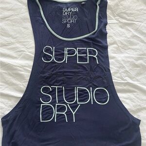 Superdry Studio Sport Navy Graphic Tank Top - Women